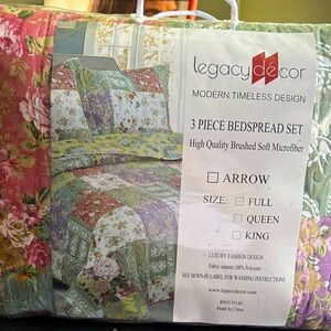 Floral 3-Piece Bedspread Set - Full